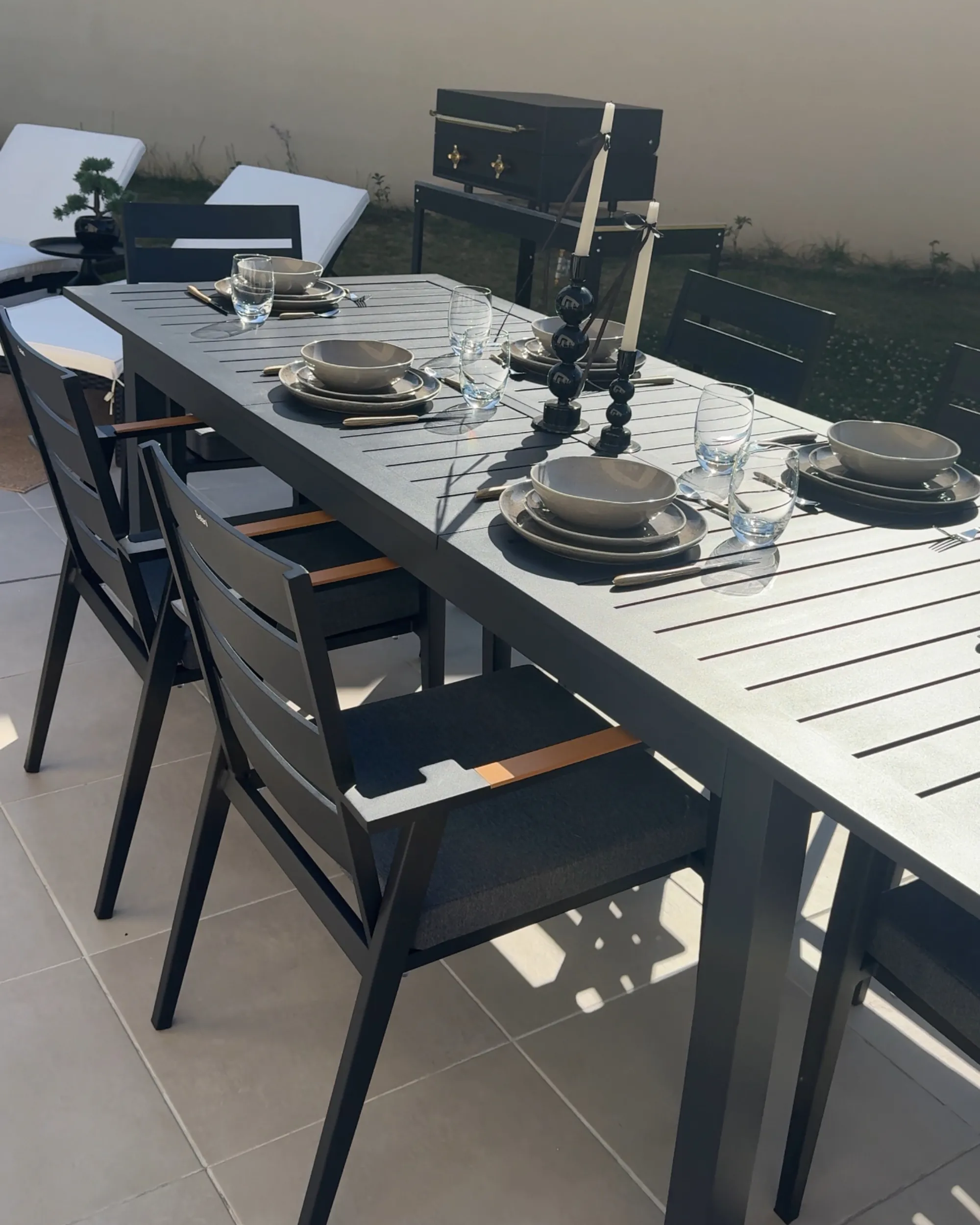 Uitschuifbare tuintafel SKALOMA 180/240 cm 90 cm Metaal Donkergrijs