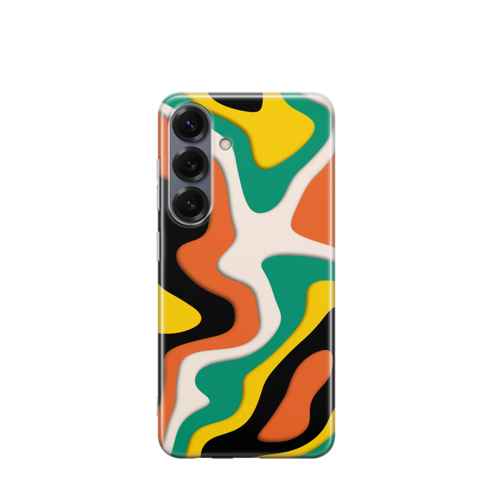 Samsung Galaxy S25 Gummi Hülle Abstrakte Wellen 5 - Versch. Farben