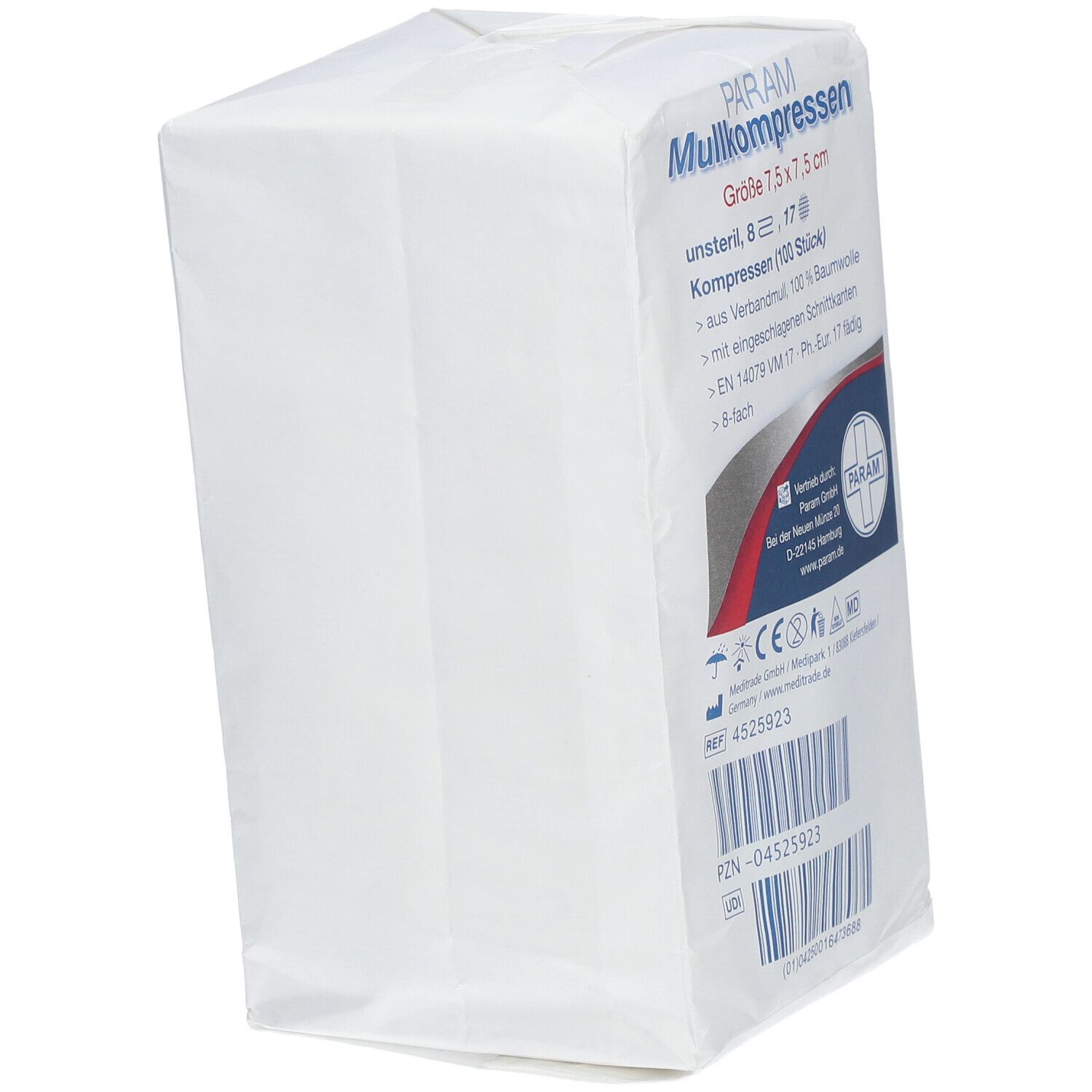 PARAM Mullkompressen 7,5 cm x 7,5 cm unsteril 8-fach