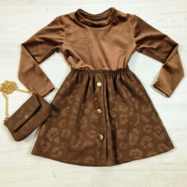 Velvet Leopard Dress & bag - bruin