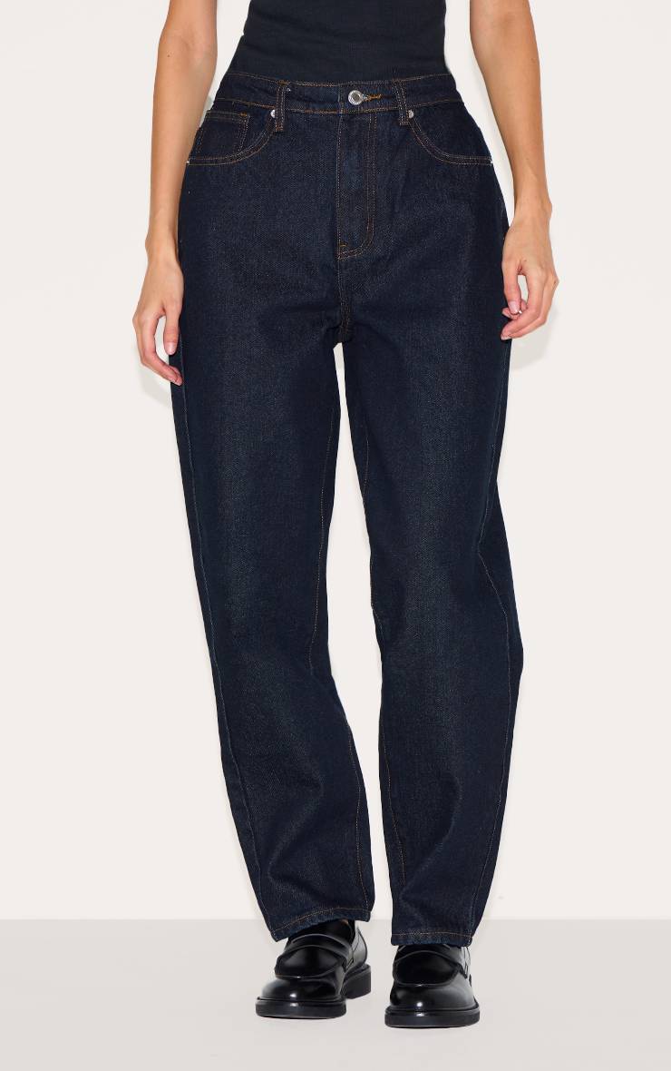Bleu Indigo Foncé Jean Mom Taille Haute