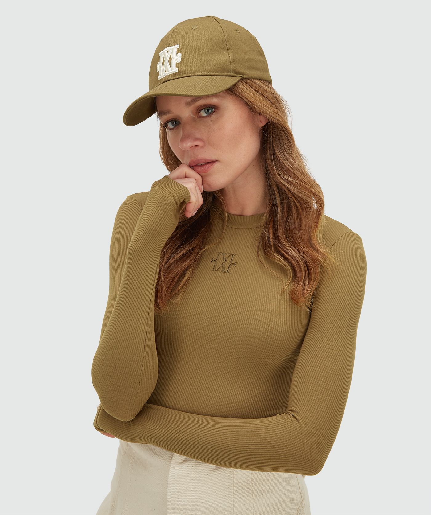 JV-ANGELA pet met logo - olive green