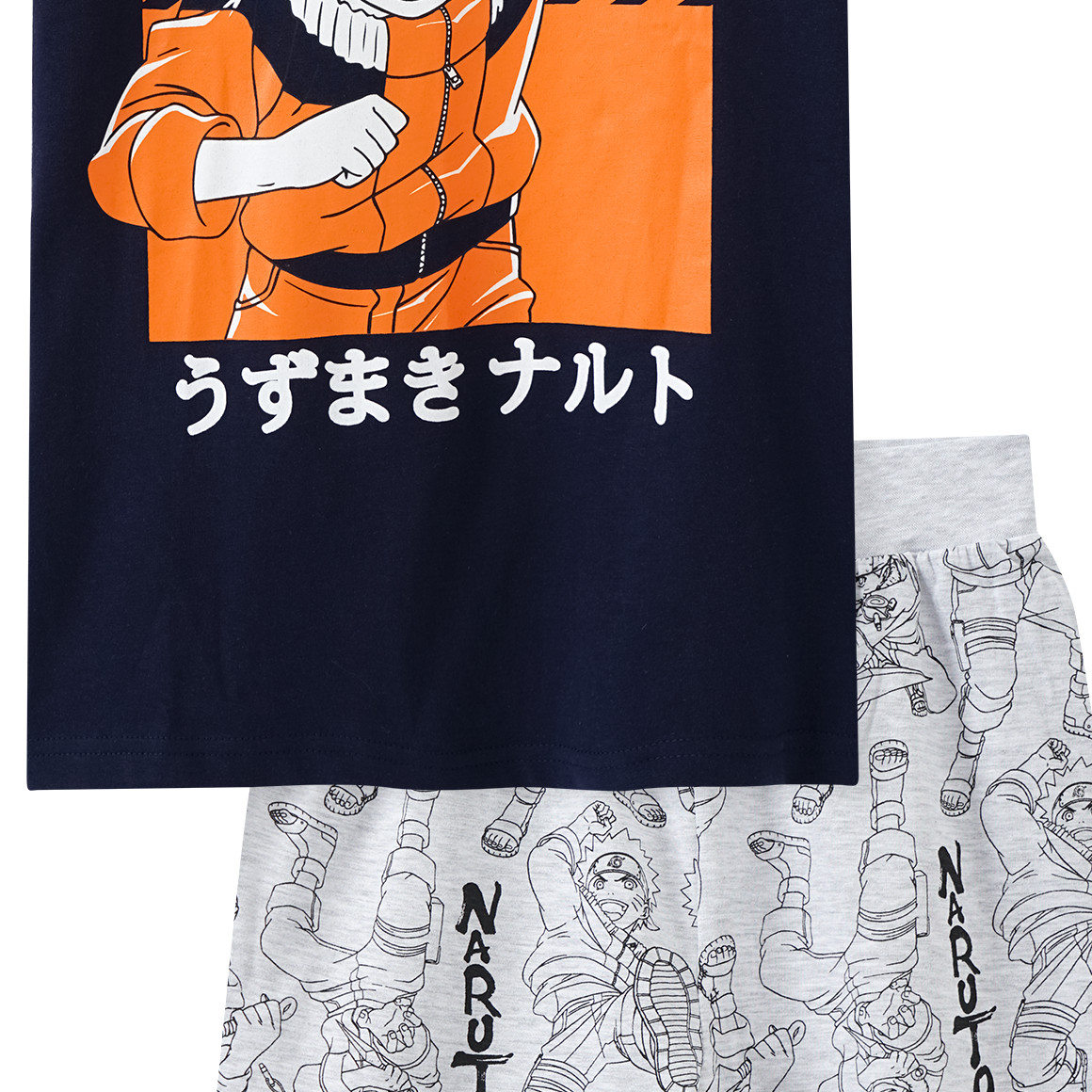 Yigga Naruto Shorty mit Print dunkelblau / hellgrau