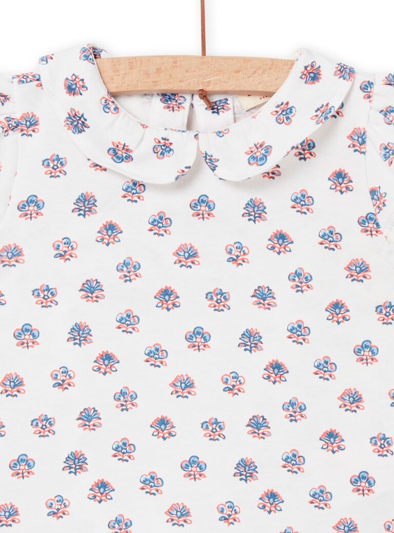 T-shirt écru à col Claudine bébé fille