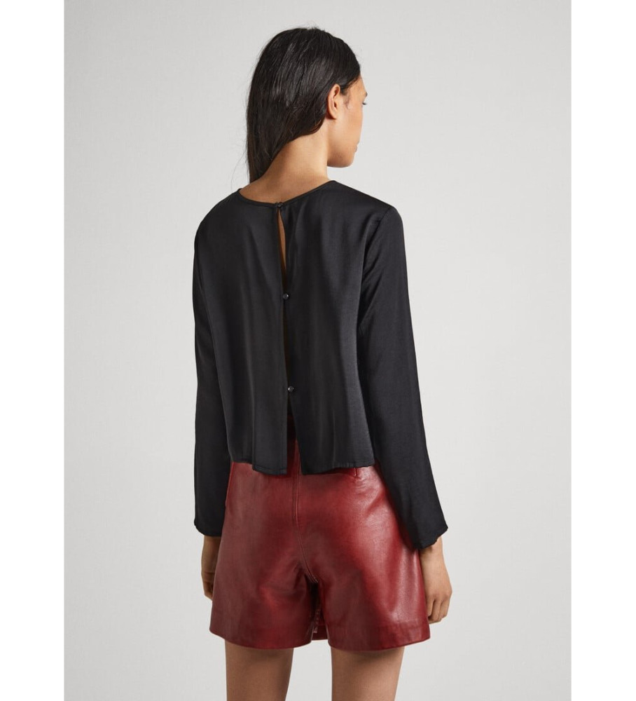 Blusa preta de cetim Katrina da Pepe Jeans