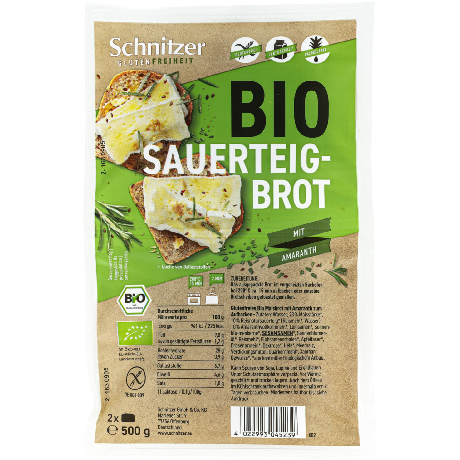 Schnitzer Bio Frischback-Brot Chia & Quinoa glutenfrei
