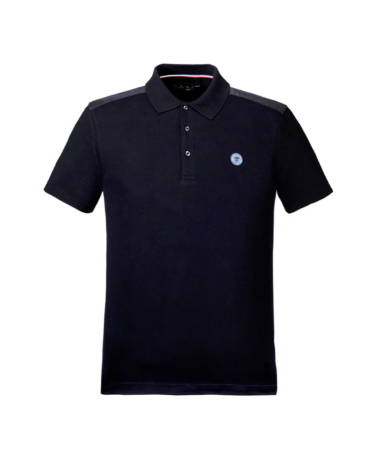 Polo Noir Empiècement Epaules