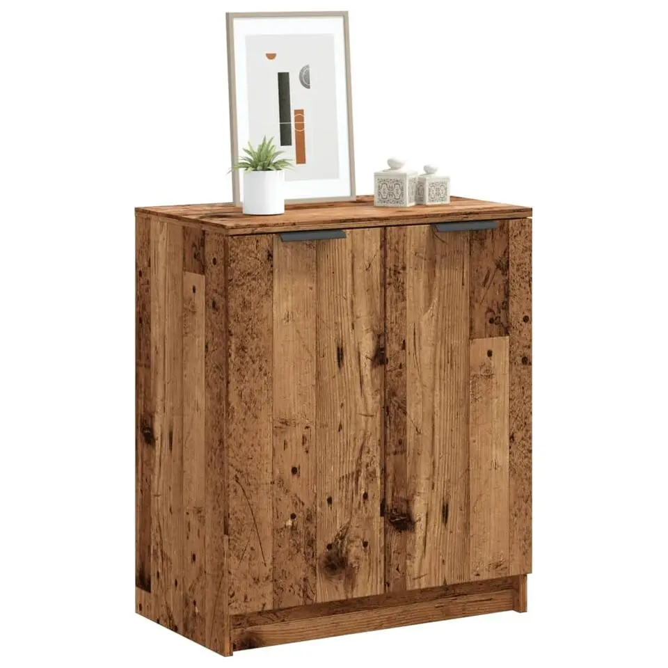 vidaXL - Schoenenkast met 2 deuren - Oud hout - Bewerkt hout - 59x35x70 cm