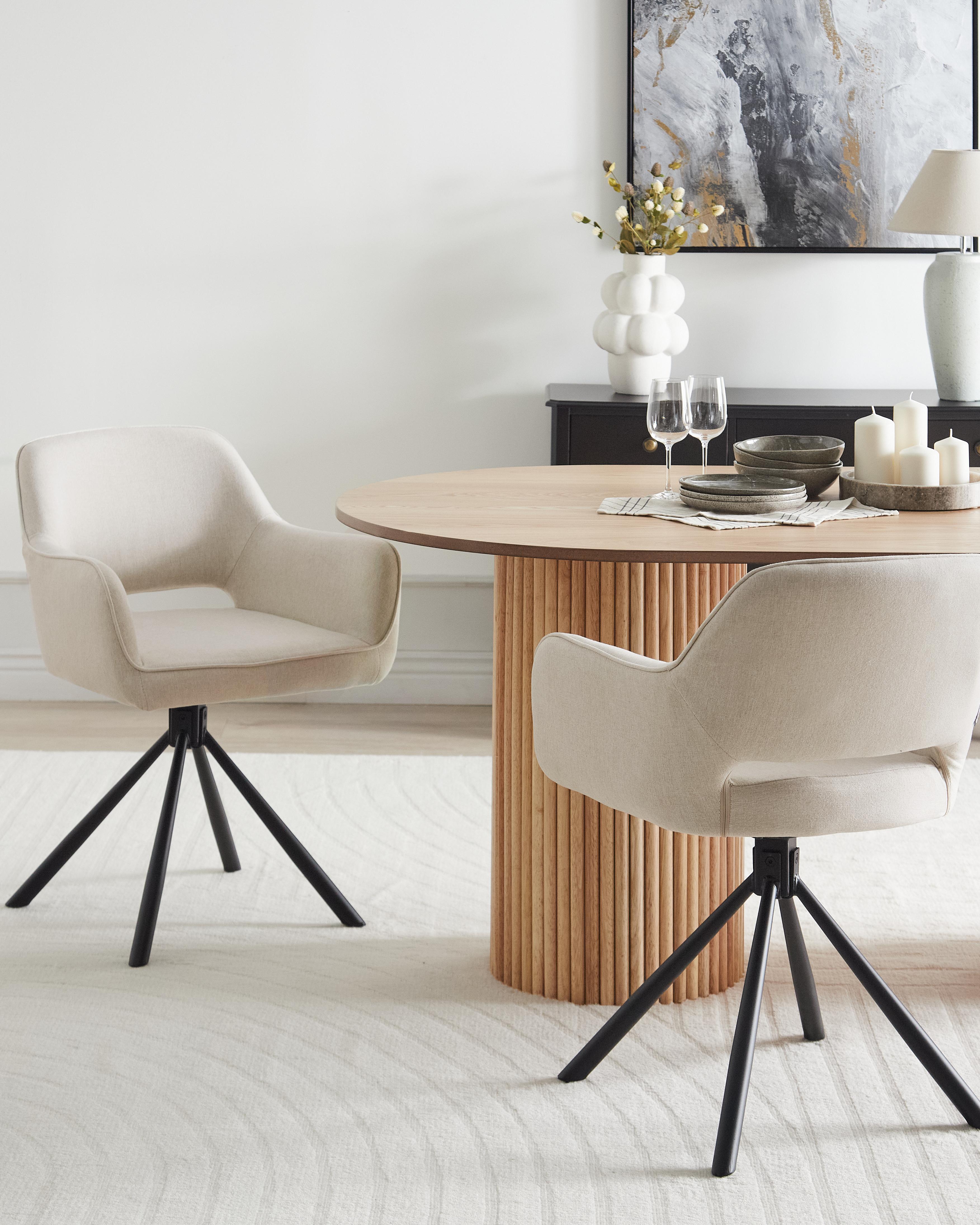 Set van 2 eetkamerstoelen draaibaar LOURES Lichtbeige