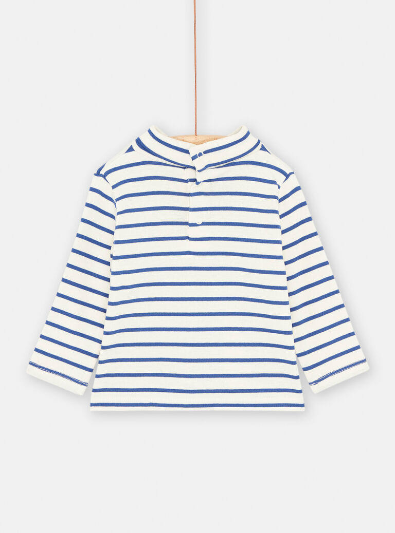 Sous-pull crème et bleu à col montant pour bébé garçon