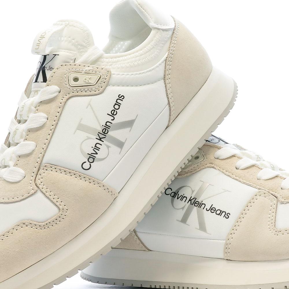 Calvin Klein Jeans Baskets Blanche/Beige Femme Calvin Klein Jeans Runner Sock