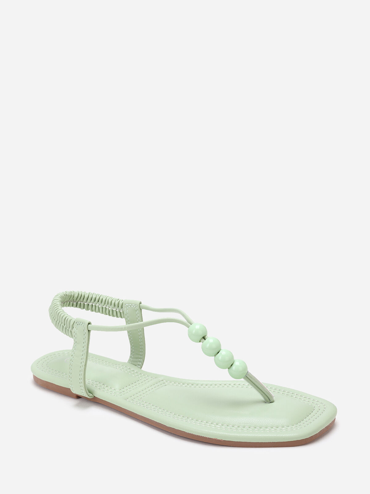 Nu-pieds carrés s à perles- Vert