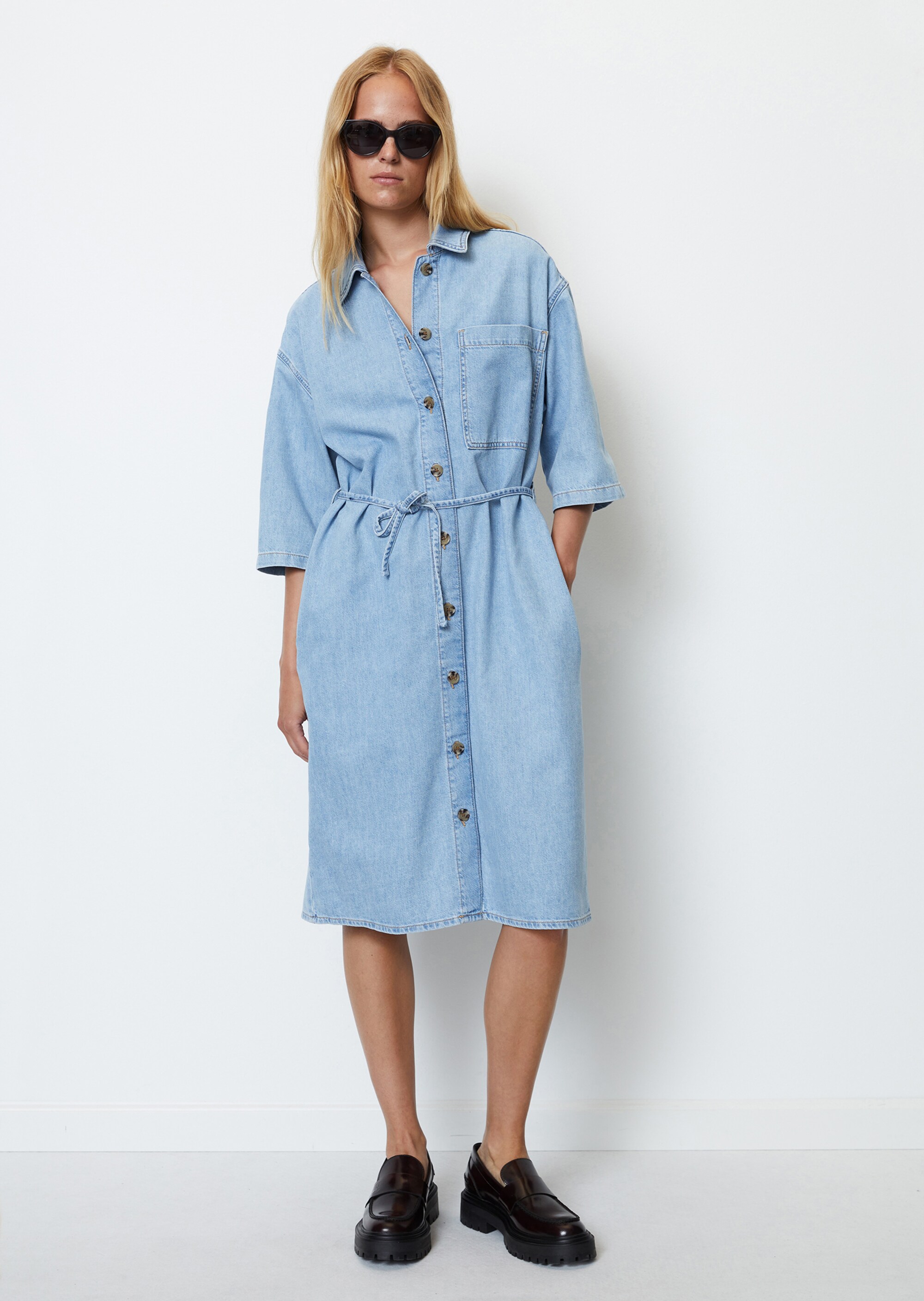 Jeans-Hemdblusenkleid relaxed aus Organic Cotton-Lyocell-Mix
