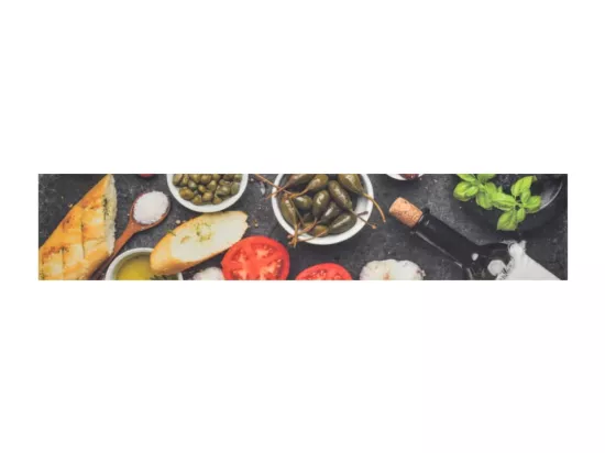 Tapis de cuisine lavable impression vin dîner 60x300 cm velours