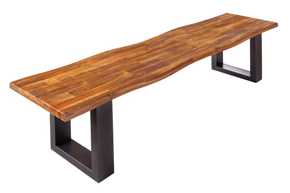Industrial Baumstamm Sitzbank GENESIS 180cm Akazie Massivholz Metallgestell Live Edge