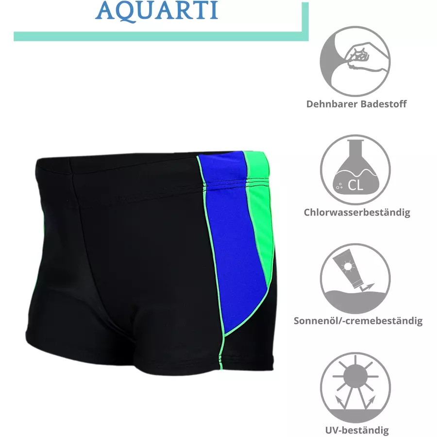 Aquarti Jungen Kurze Badehose mit Einsätzen Seitlich blaugrün