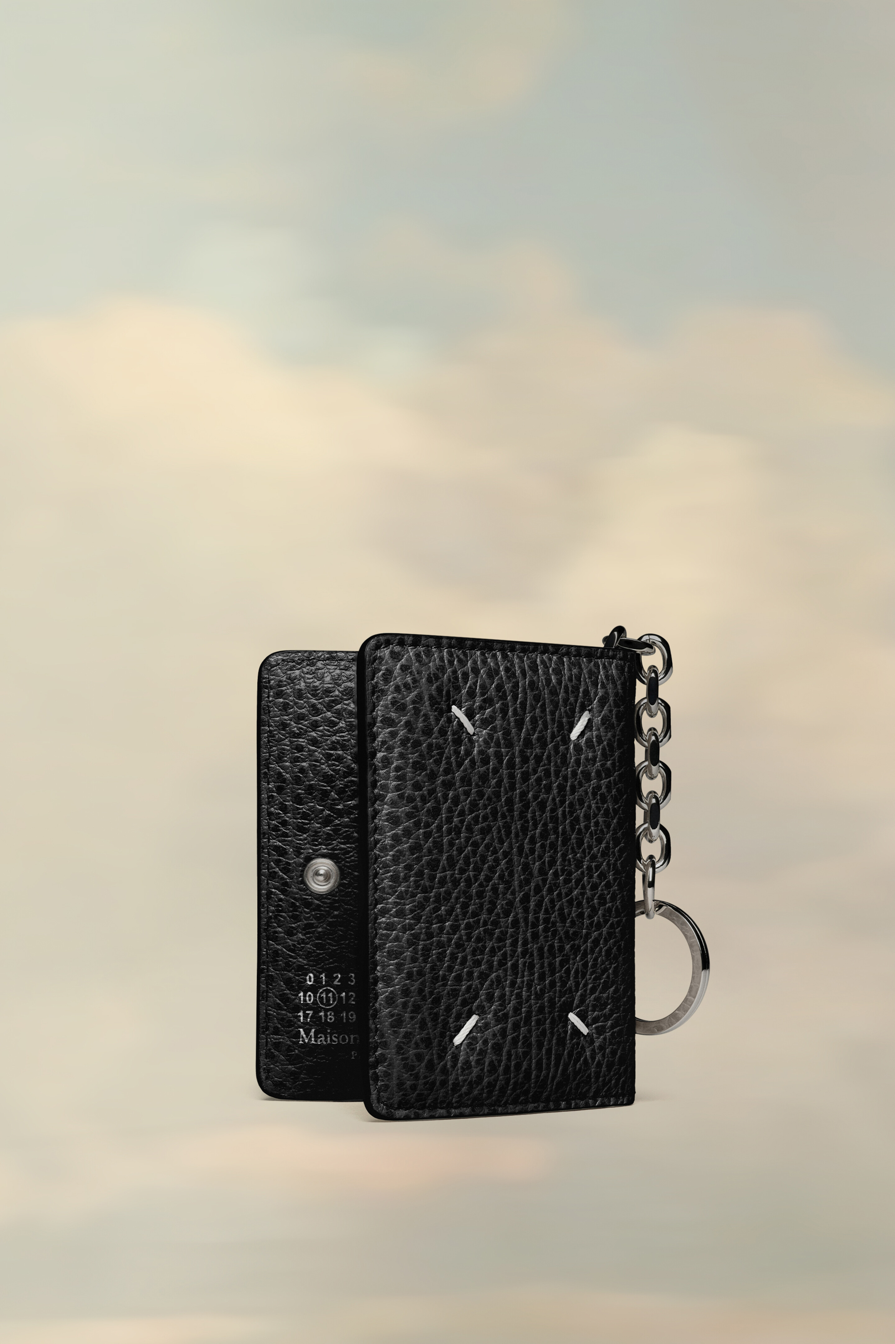 Porte-cartes porte-clés en cuir | femme Noir