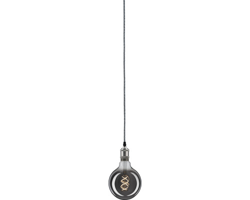 Hanglamp grijs/nikkel L 5 m plug-in vintage hanglamp met kabelschakelaar
