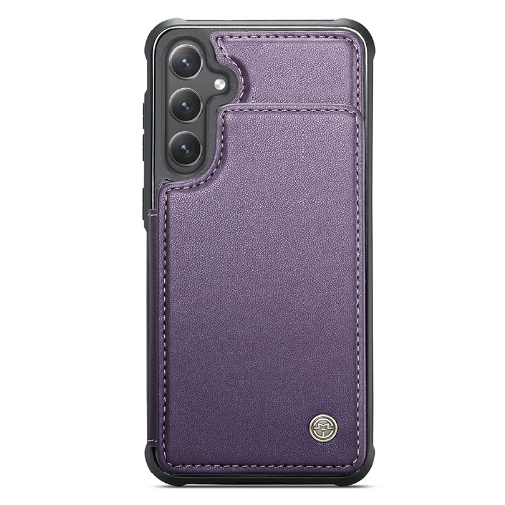 Samsung Galaxy S23 FE Leder Hülle mit Kartenfächern im Litchi Look   Kickstand (RFID Schutz) - Lila