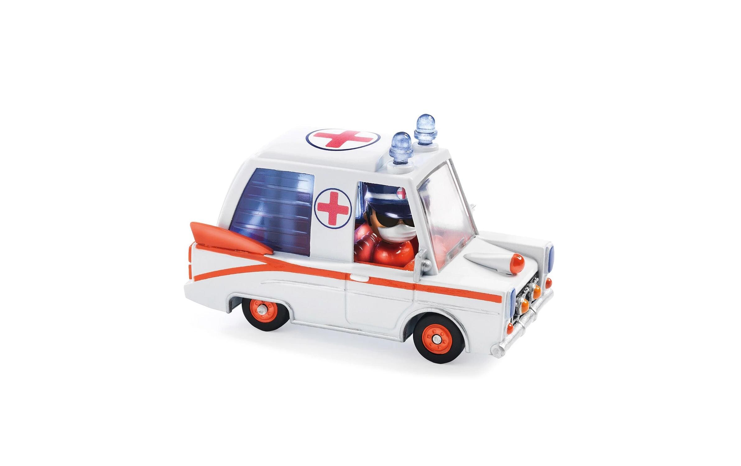 Rettungsfahrzeug Crazy Motors – Hurry AmbulanceMetallauto mit Federung