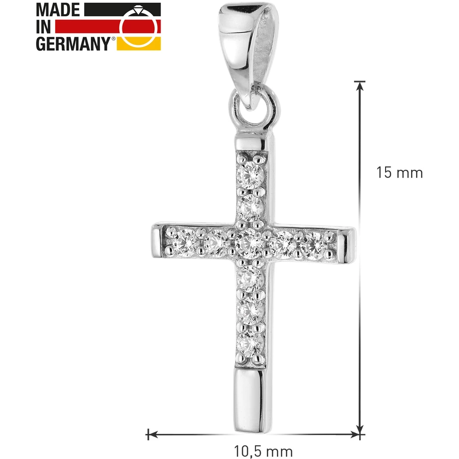trendor Kreuz Anhänger für Mädchen Weißgold 585  14K + Silberkette silver