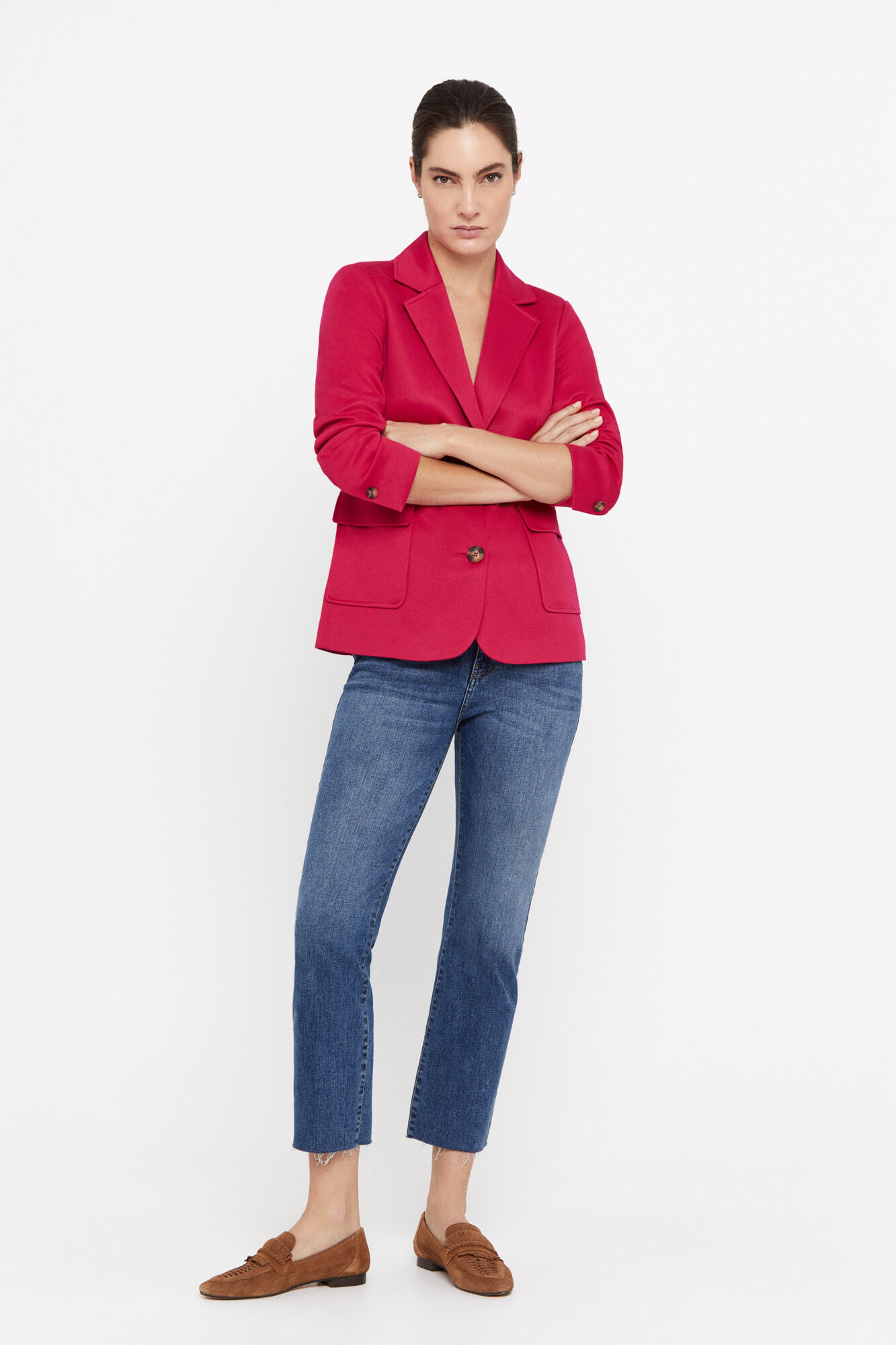 Blazer de malha piqué - Rosa
