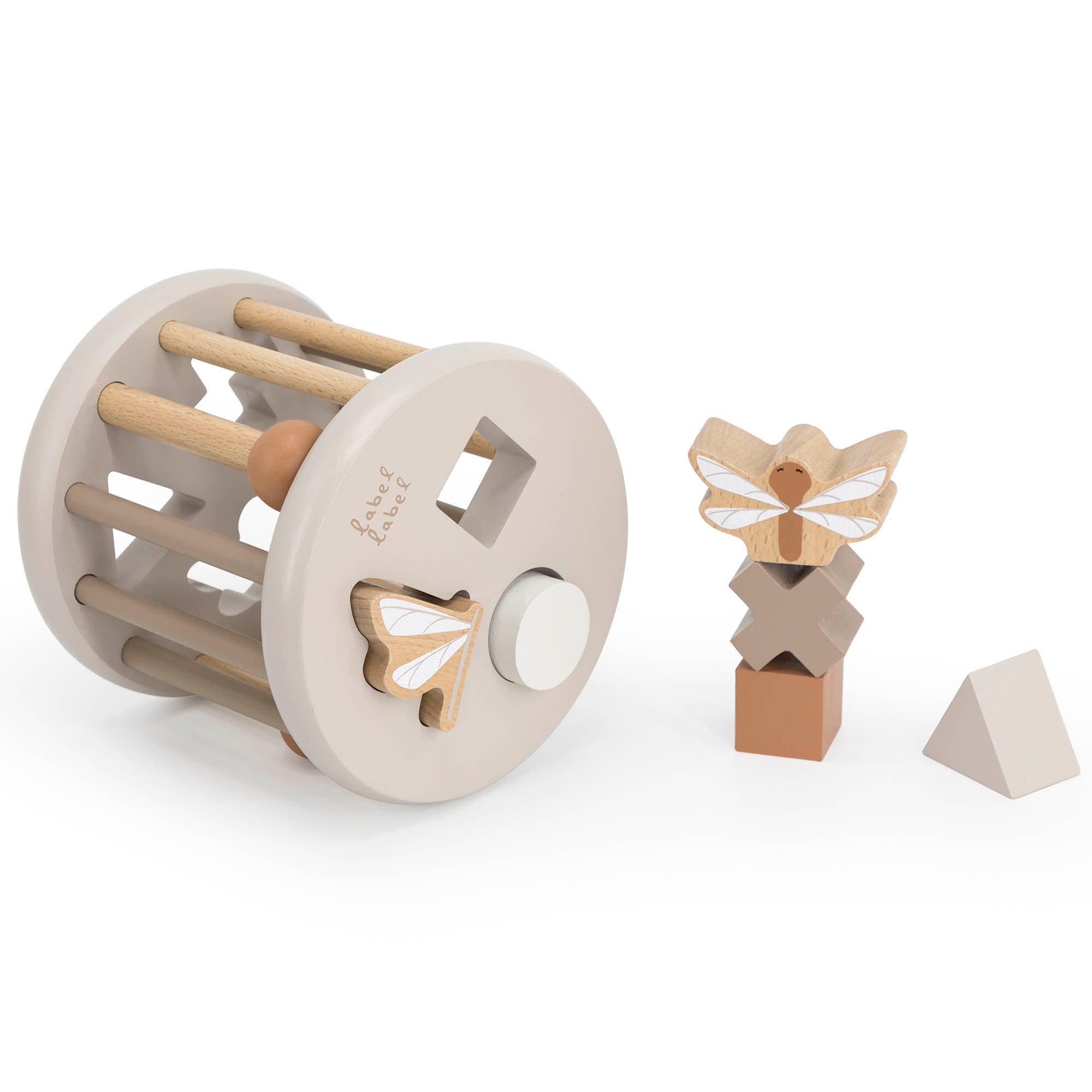 Label Label houten vormenstoof bruin