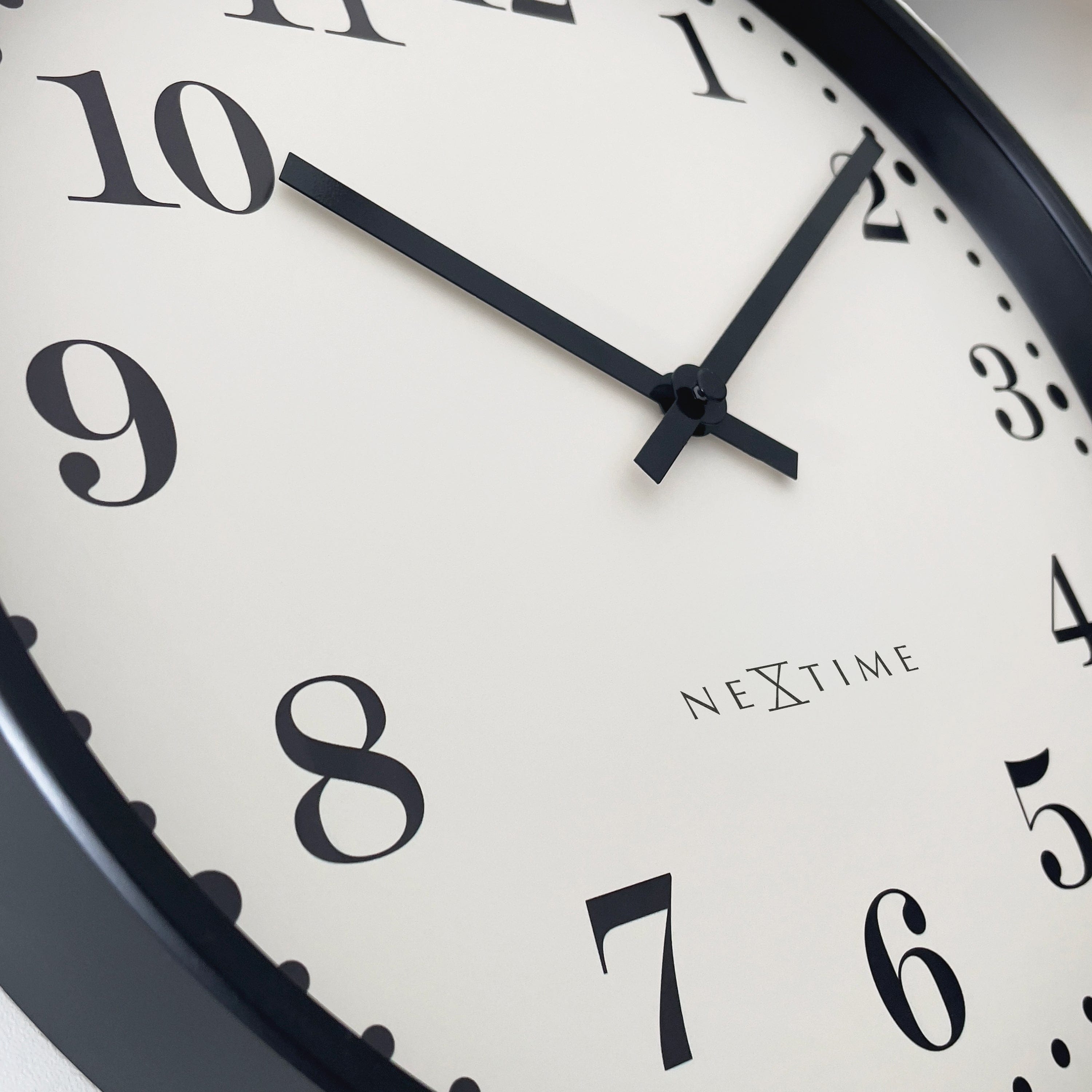 NeXtime - Wandklok 30cm - Stil - Zwart|Wit - Plastic - NeXtime