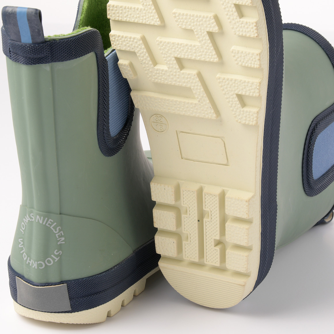 Jonas Nielsen Kinder Gummistiefel mit niedrigem Schaft helloliv / dunkelblau / hellblau