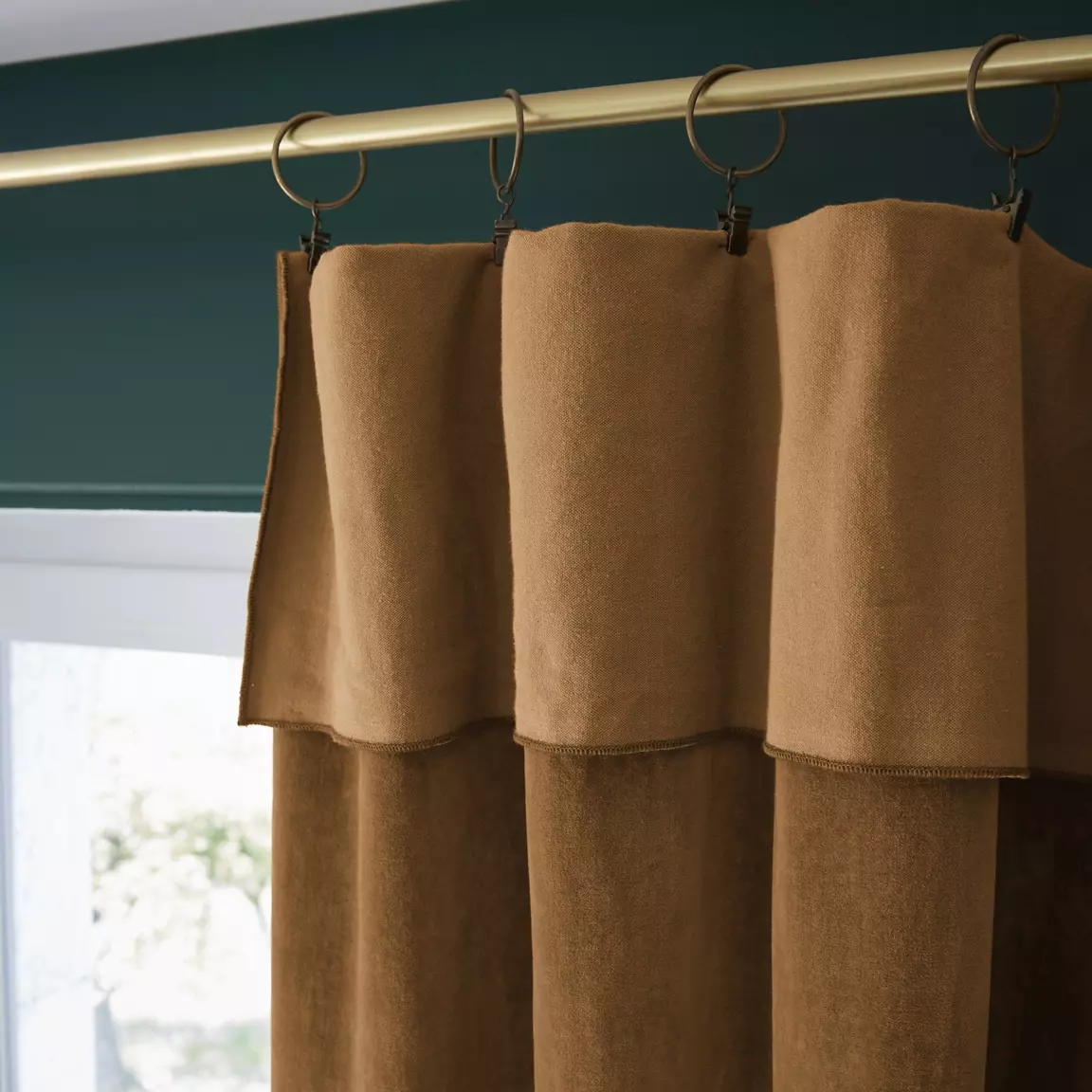 Rideau velours de coton ajustable (140 x max 270 cm) César Camel