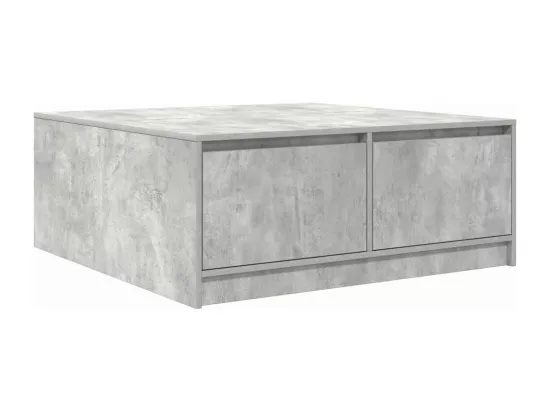 Table basse avec tiroirs gris béton 100x100x40 cm