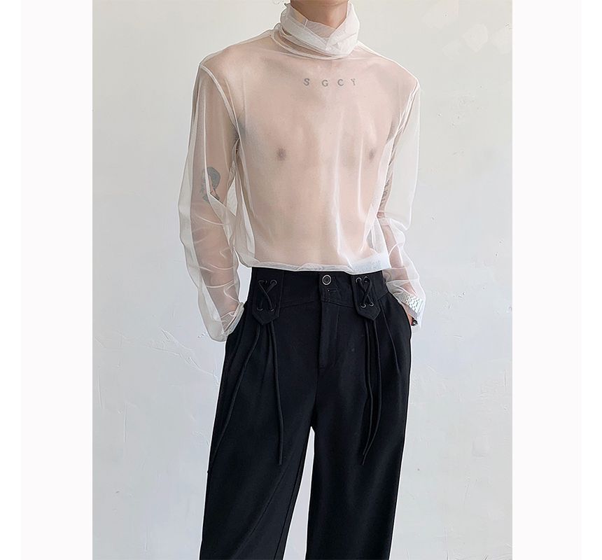 Adotuastic - Mesh top met lange mouwen en coltrui