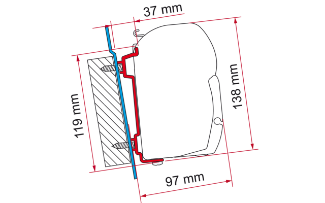 Fiamma F45/F70 Adapter passend zu Transit/Sprinter/Crafter High Roof ab Bj. 06