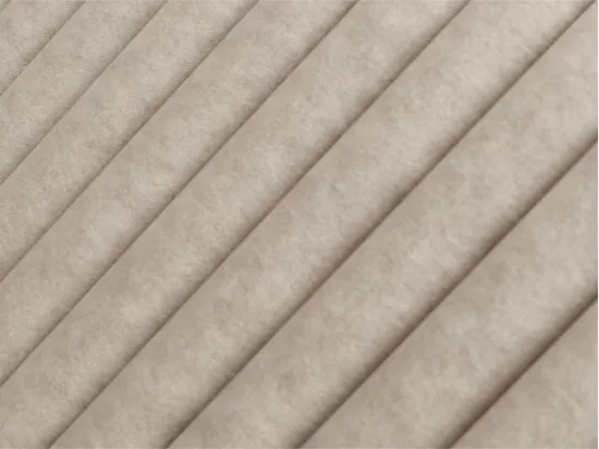 Lit coffre 180 x 200 cm avec tête de lit coutures verticales - Tissu - Taupe - SARAH