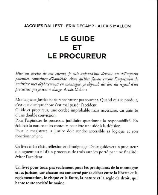 EDITIONS DU MONT BLANC - LE GUIDE ET LE PROCUREUR