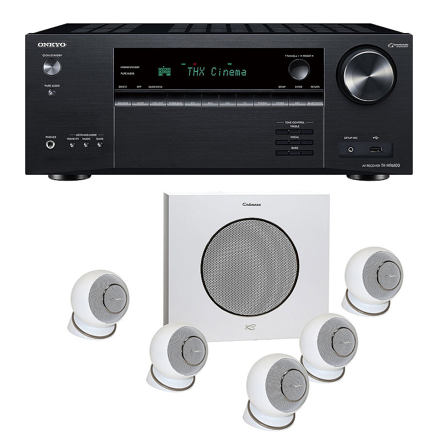Onkyo TX-NR6100B Noir + Cabasse Eole 4 Blanc Pack d'enceintes 5.1