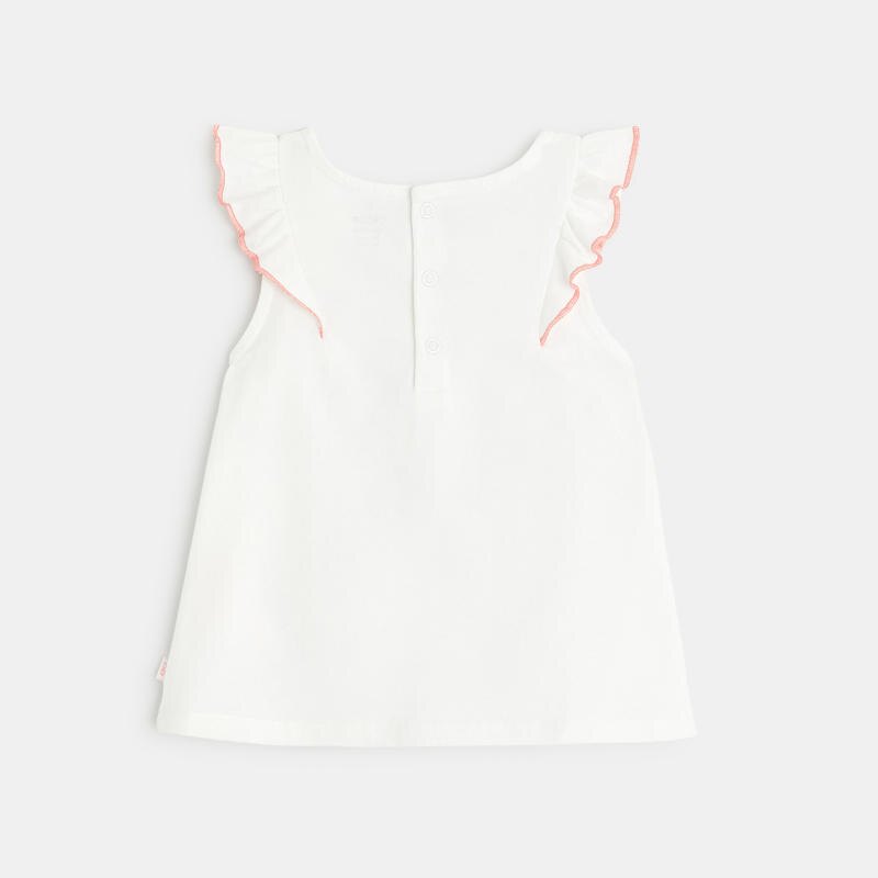 T-shirt épaules volantées nature blanc bébé fille Blanc
