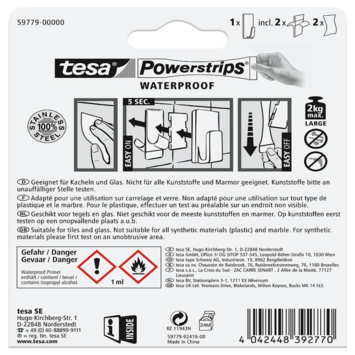 Tesa Haak Powerstrip rechthoekigL Metaal - 1 stuk