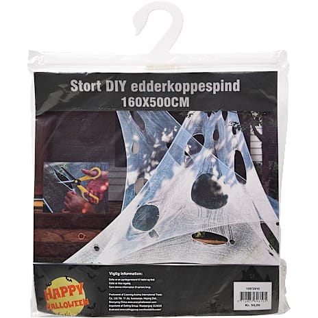 Halloween edderkoppespind 500x160 cm - hvid