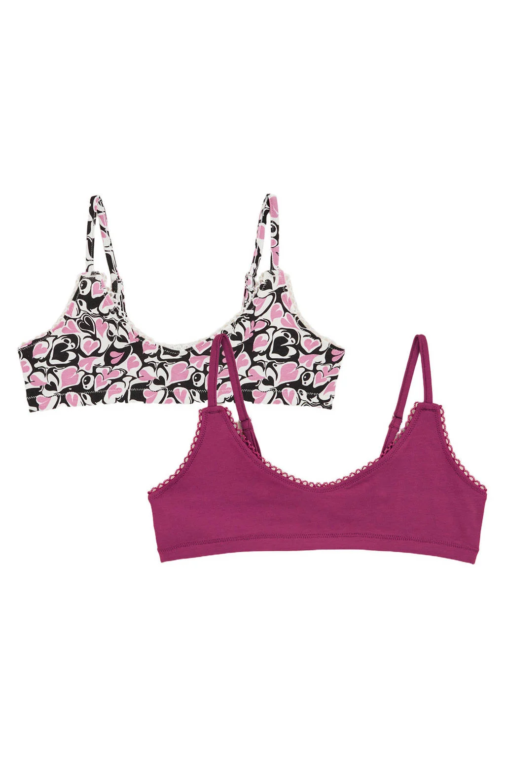 WE Fashion BH top - set van 2 donkerroze/ecru/zwart