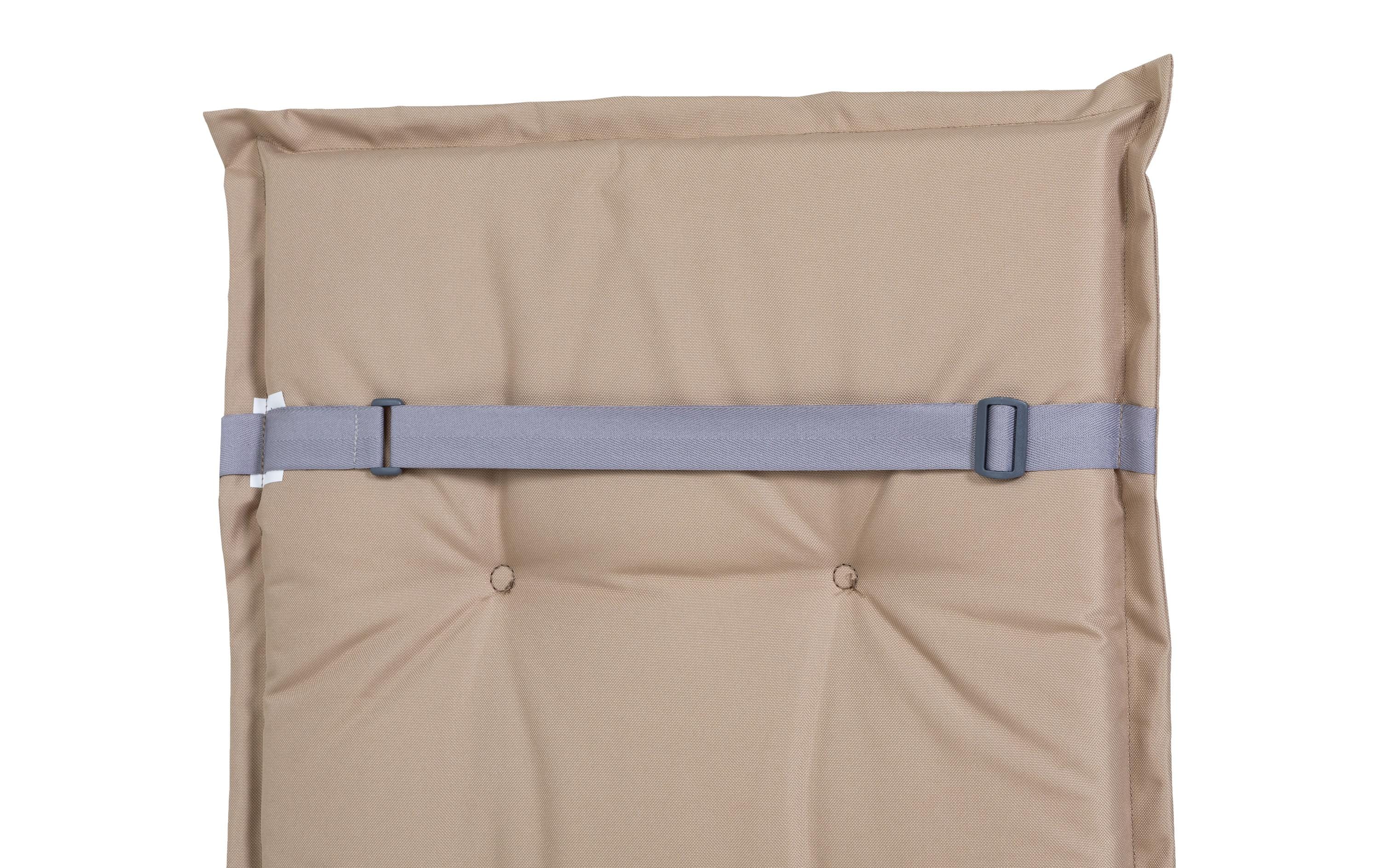 Stuhlauflage Hochlehner Outdoor 118 x 50 cm, Beige, 2er-SetSitzkissen für Gartenstühle mit hoher Rückenlehne