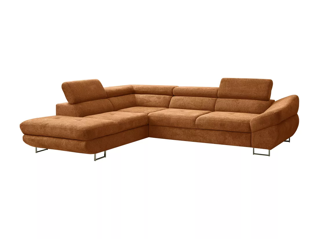Canapé d'angle gauche convertible en tissu texturé terracotta DALIAS