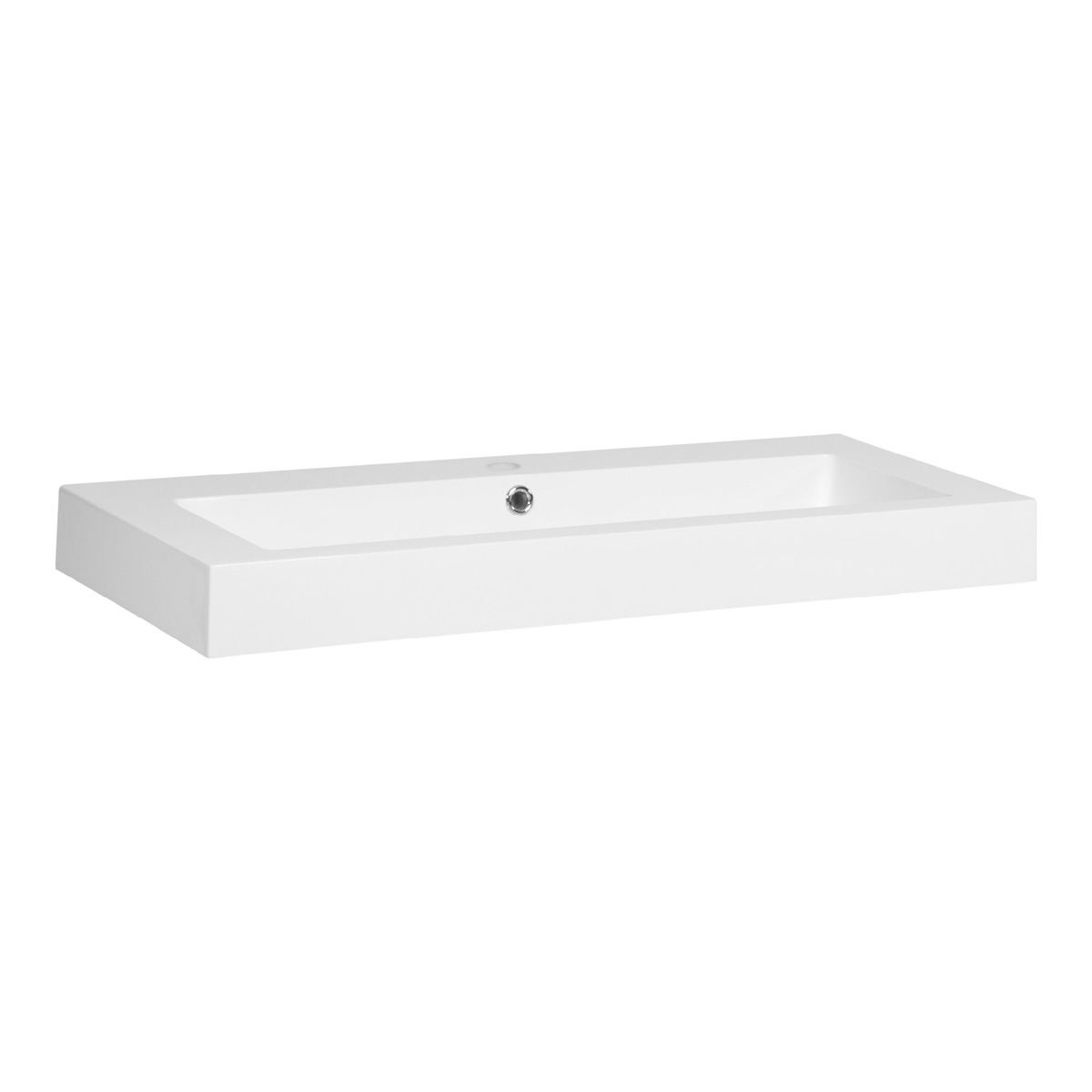 Brauer Solar Thick wastafel mineraalmarmer 100cm met 1 kraangat wit glans