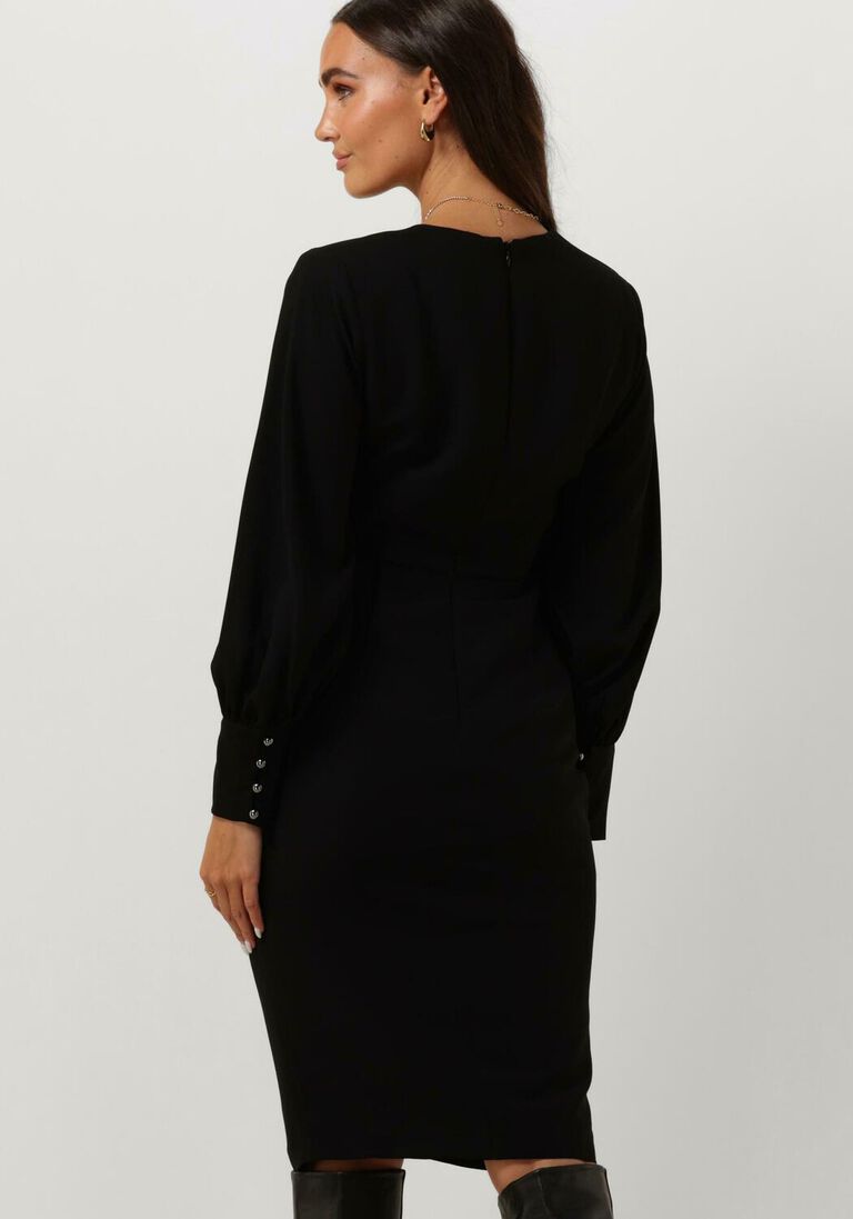 ACCESS zwarte access mini jurk ruched dress with v neckline