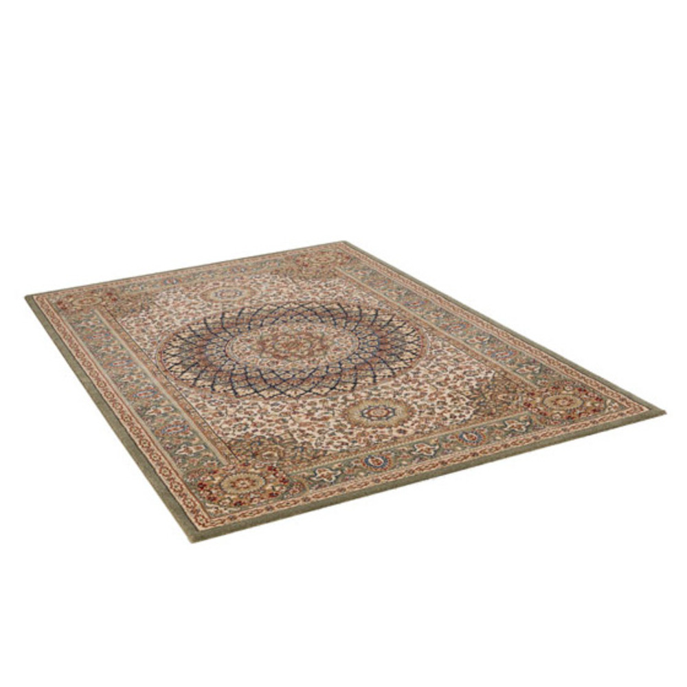 Tapis style persan en velours ras - cyra - camel et kaki - 133 x 195 cm