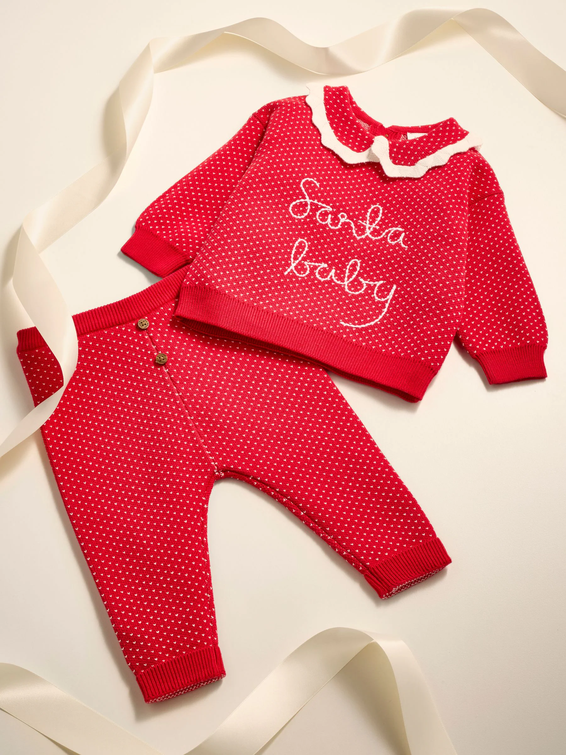 Rode kerstman - Kerst babytrui en leggings set (0mnd-2jr)