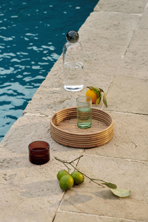Ferm Living Isola dienblad rattan set van 2