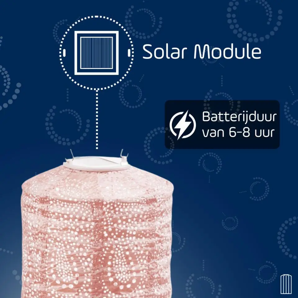 Lumiz Solar Buitenlampion - Paisley Cylinder - 18 cm - Roze