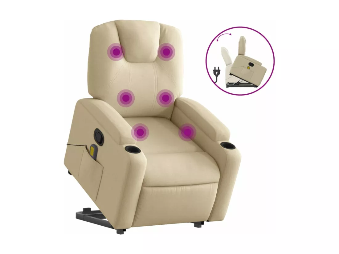 Fauteuil inclinable massant Crème Tissu