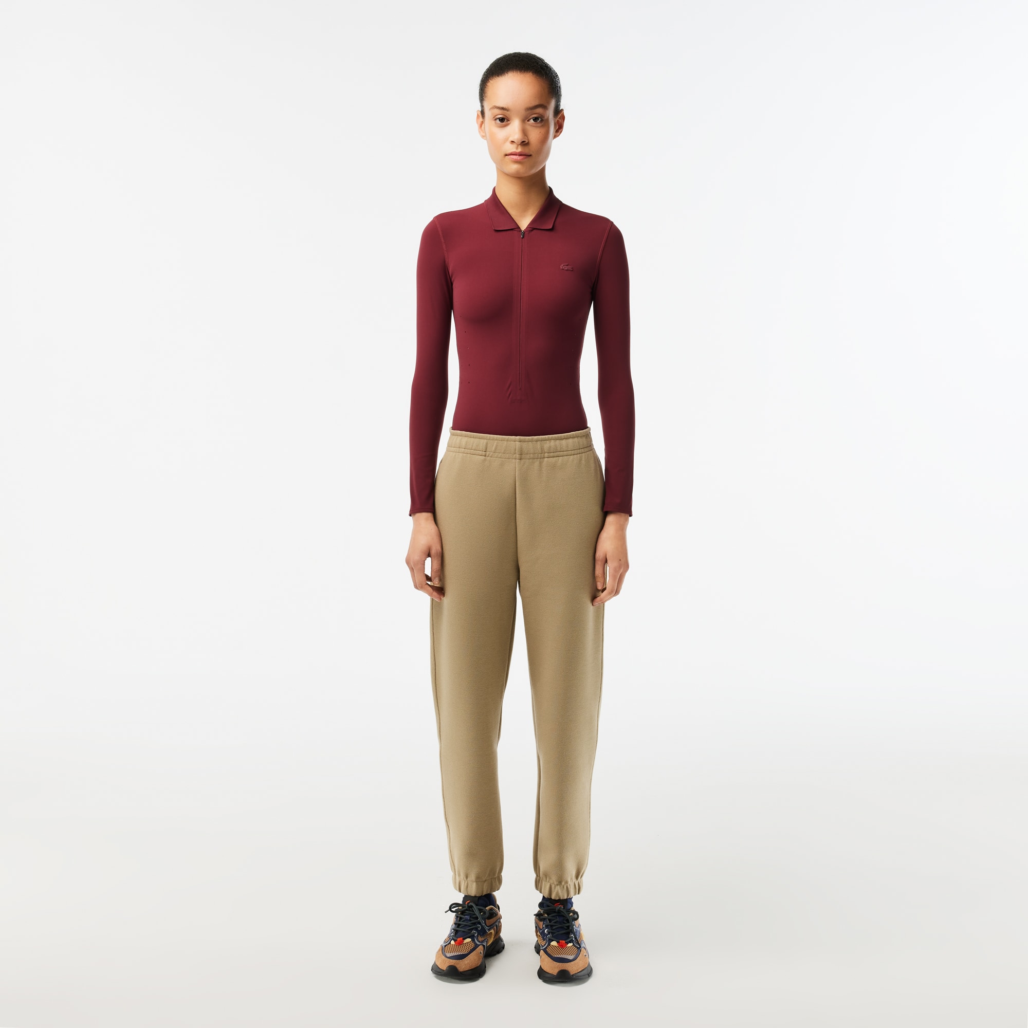 Pantalon de jogging Jogger en coton mélangé uni Pantalons de survêtement - Beige - Lacoste - Femme